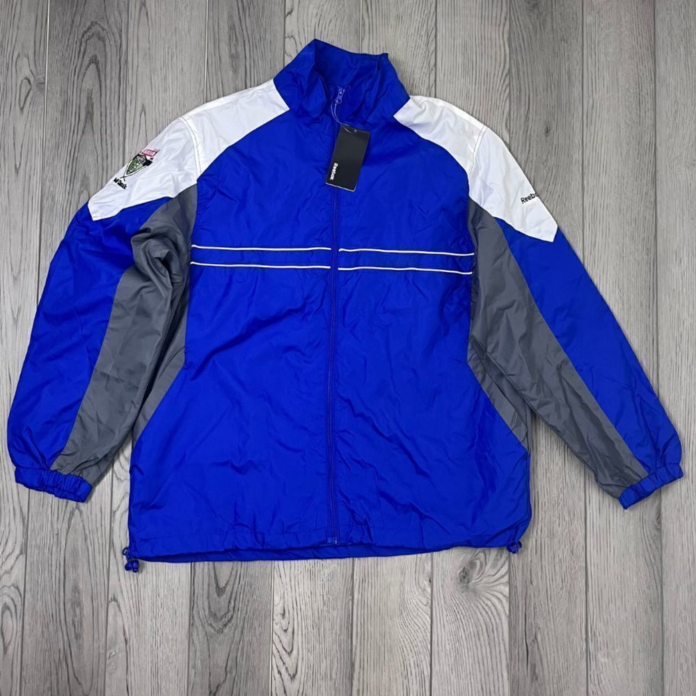 Reebok Men Size XL Blue Badia Footy's 15 Golf NEW Full Zip Windbreaker Jacket